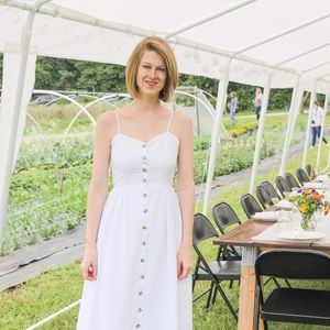 H &M white button-front dress